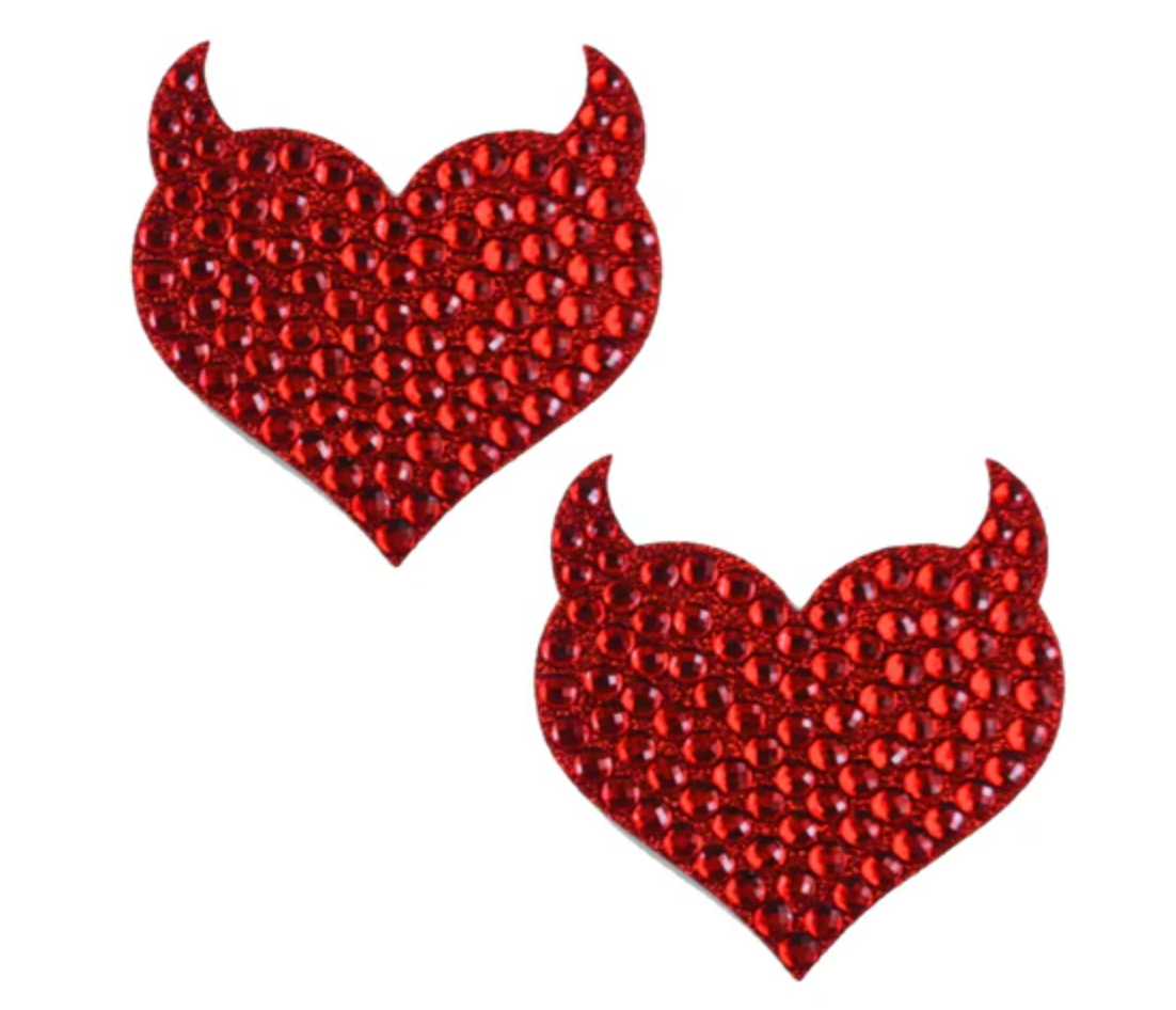 Hearts Desire Red Jewel Devil I Heart U Nipple Cover Pasties