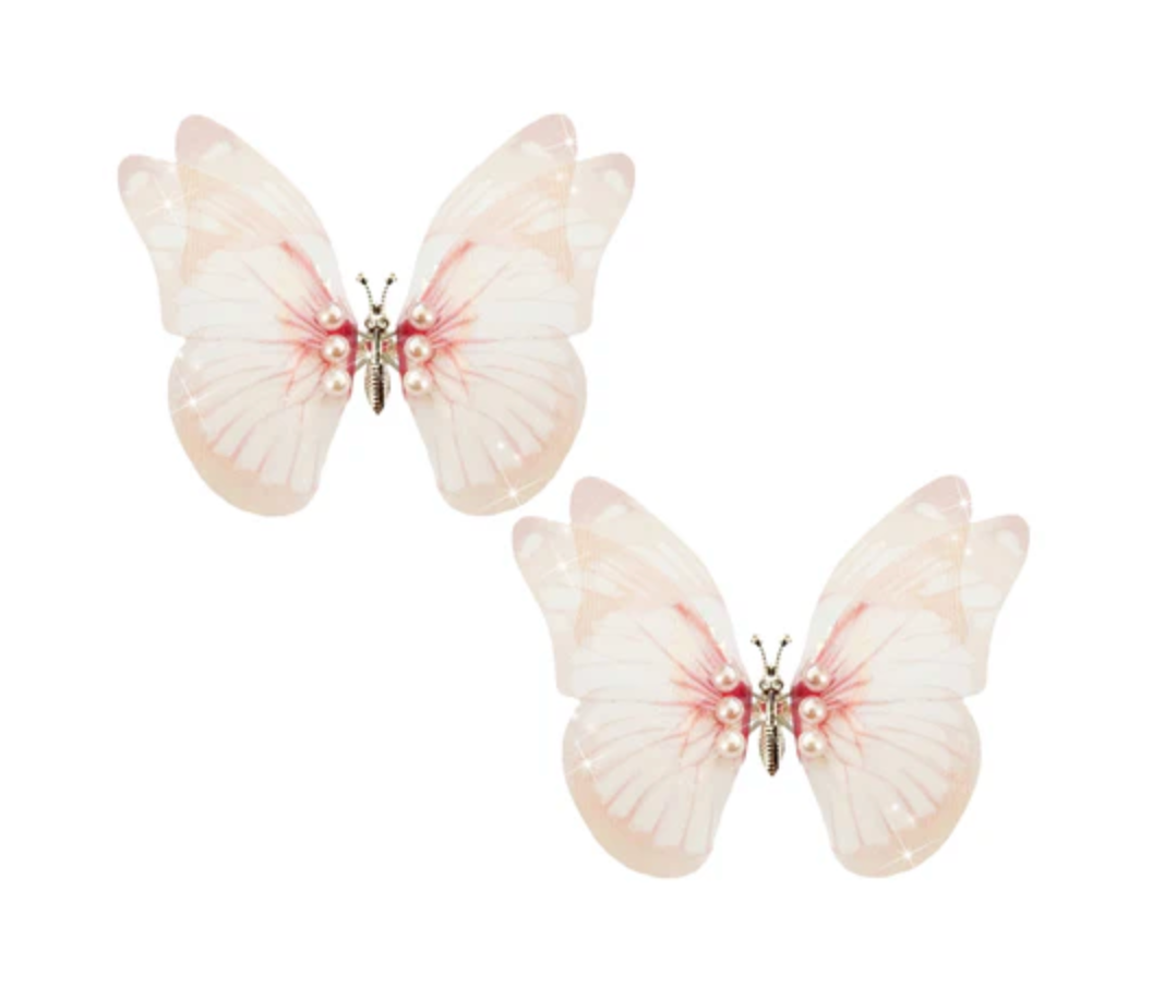 PIP 014 Peach Blossom Large Butterfly Hair Clip 2 Pack