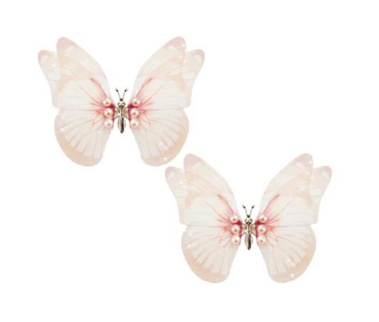 PIP 014 Peach Blossom Large Butterfly Hair Clip 2 Pack