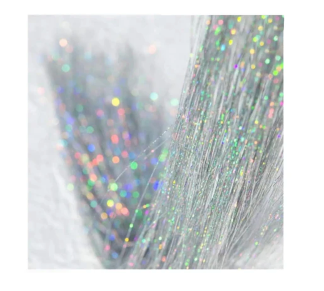 Starlight Twinkles Silver Sparkle Tinsel Hair Extension Clips 3 Pz