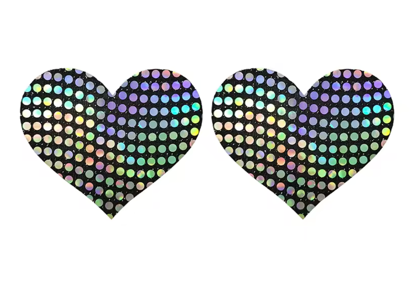 PG2O1 Disposable Adhesive Nipples Covers Black Hologram Heart