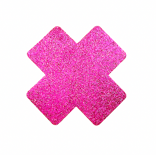 PG505 Disposable Adhesive Nipples Covers Glitter Pink Cross