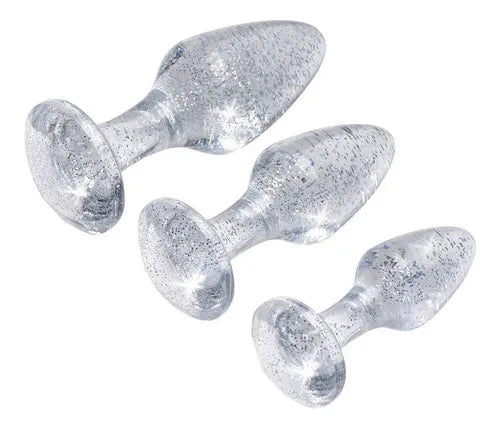 Booty Sparks Glitter Gem Anal Plug Set-Silver