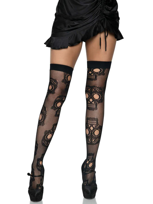 6626 Sugar Skull Net Thigh Highs