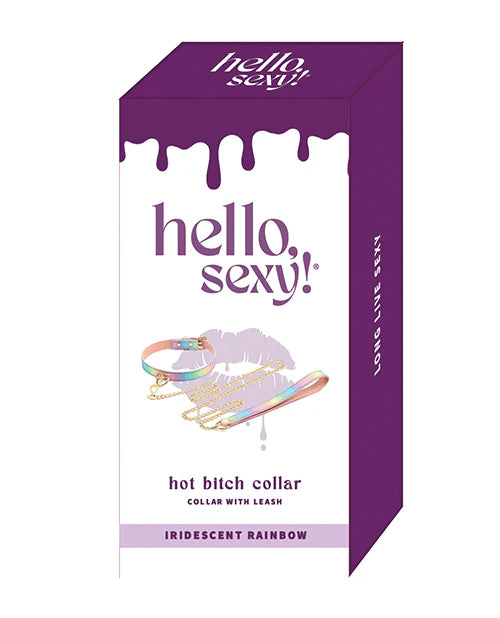 Hello, Sexy! Hot Bitch Collar With Leash-Rainbow