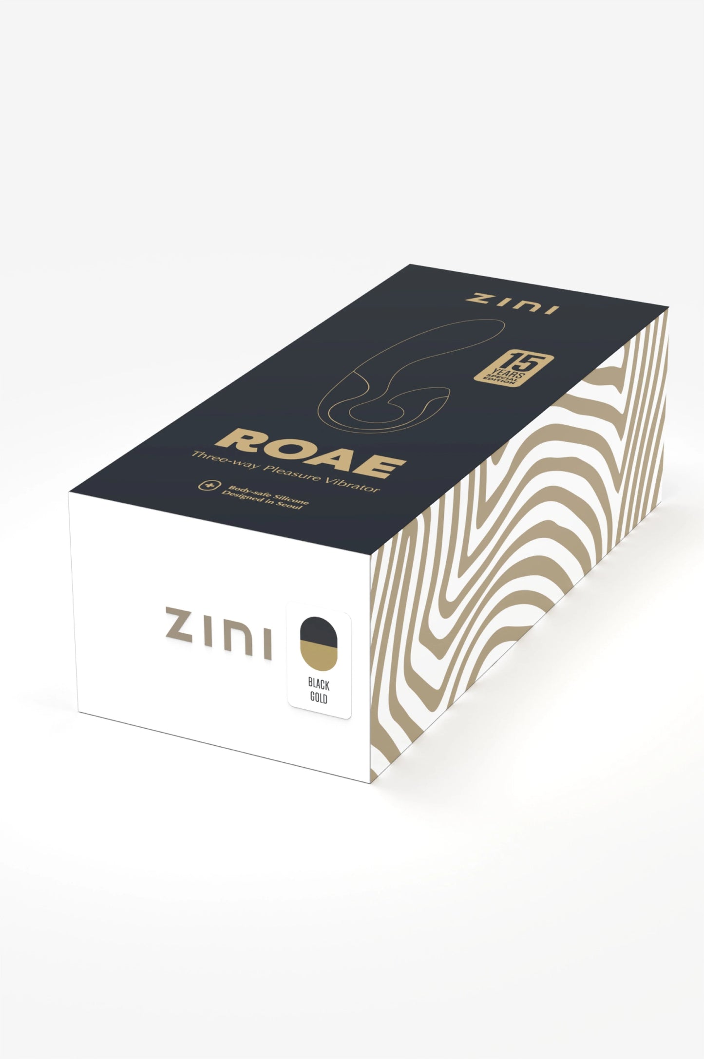 Zini Roae Three Way Pleasure Vibrator Black and Gold