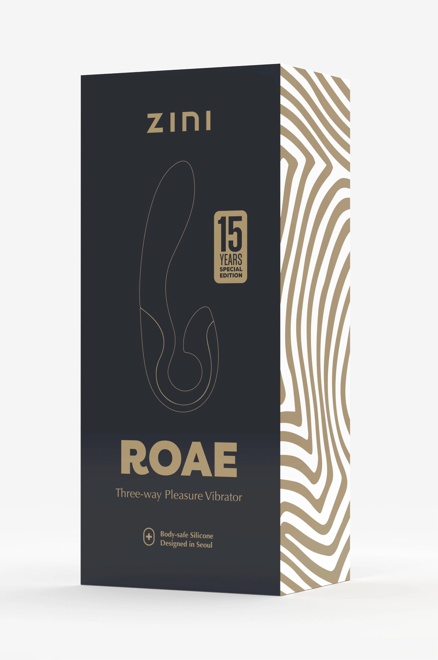 Zini Roae Three Way Pleasure Vibrator Black and Gold