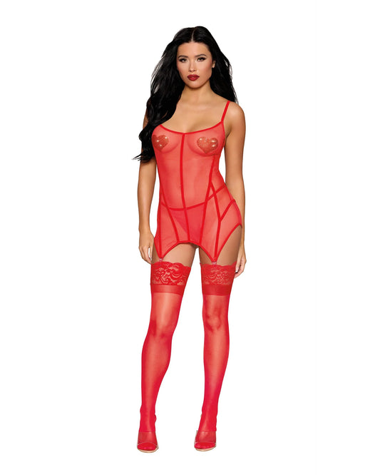 13499 Dreamgirl Velvet Garter Slip & G-String