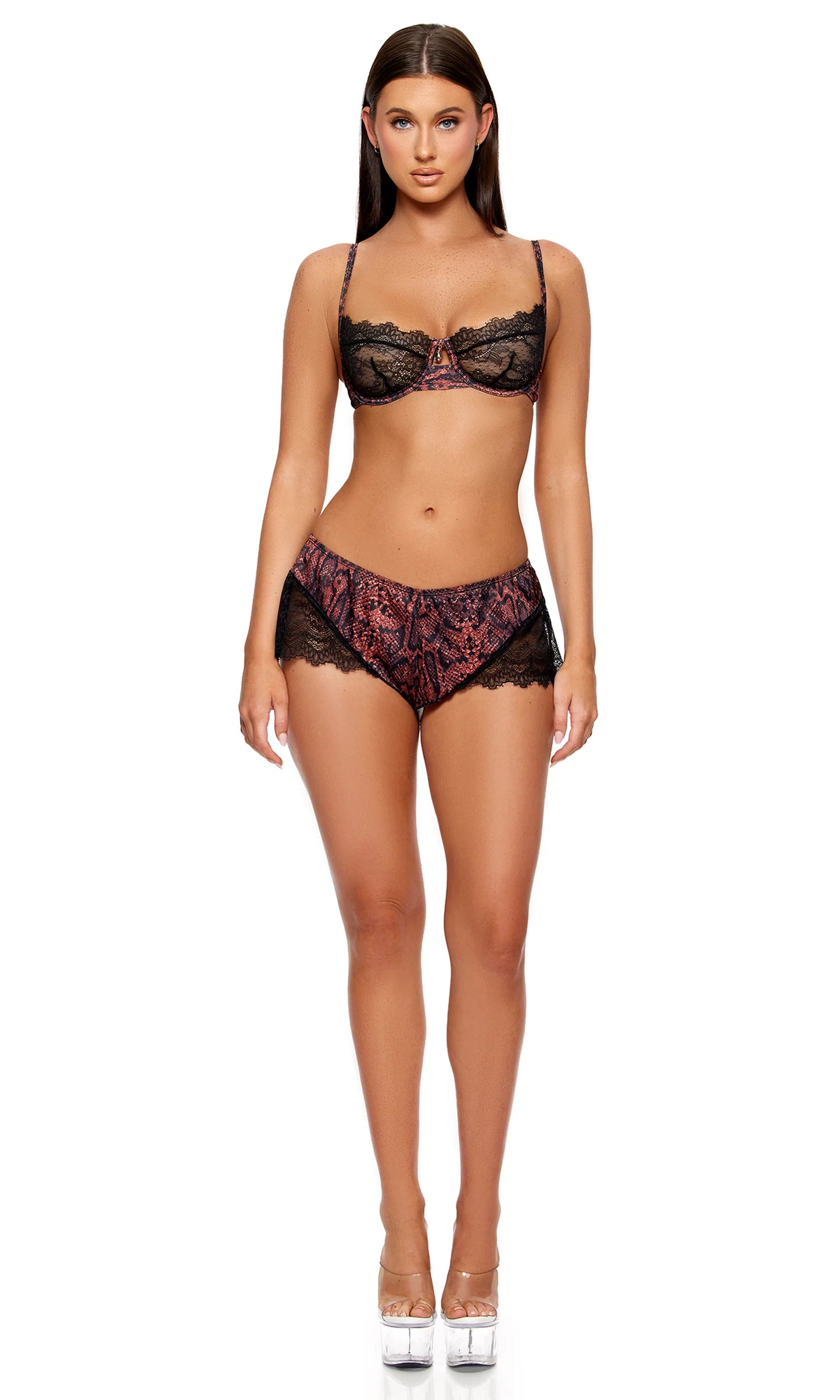 775414 Second Skin Snake Satin Bra and Shorts Set