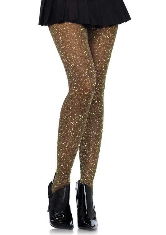 7130 Marsha Lurex Shimmer Tights Black and Gold