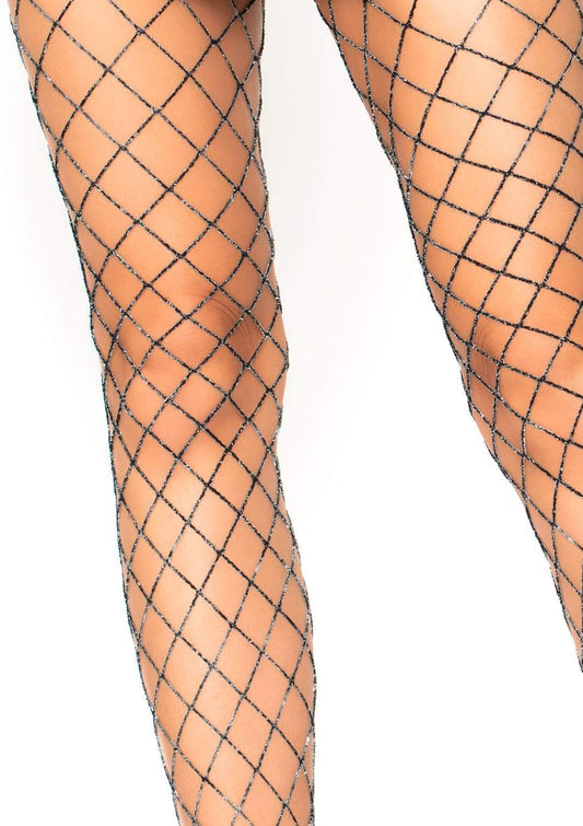 9006 Prima Industrial Fishnet Pantyhose black Silver