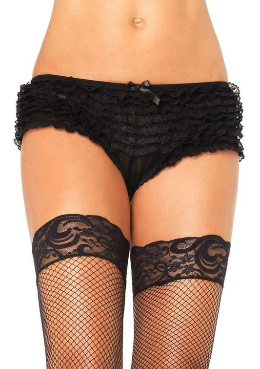 2985 Micromesh Lace Ruffle Tanga Boy Shorts