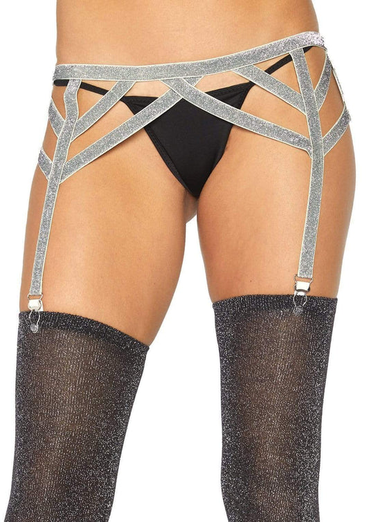 8887 Maddox Lurex Garter Belt Silver