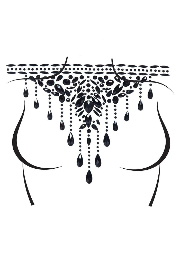 Body016 Masquerade Choker Rhinestone Stick-On Jewels Black