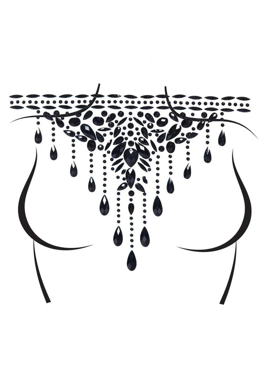 Body016 Masquerade Choker Rhinestone Stick-On Jewels Black