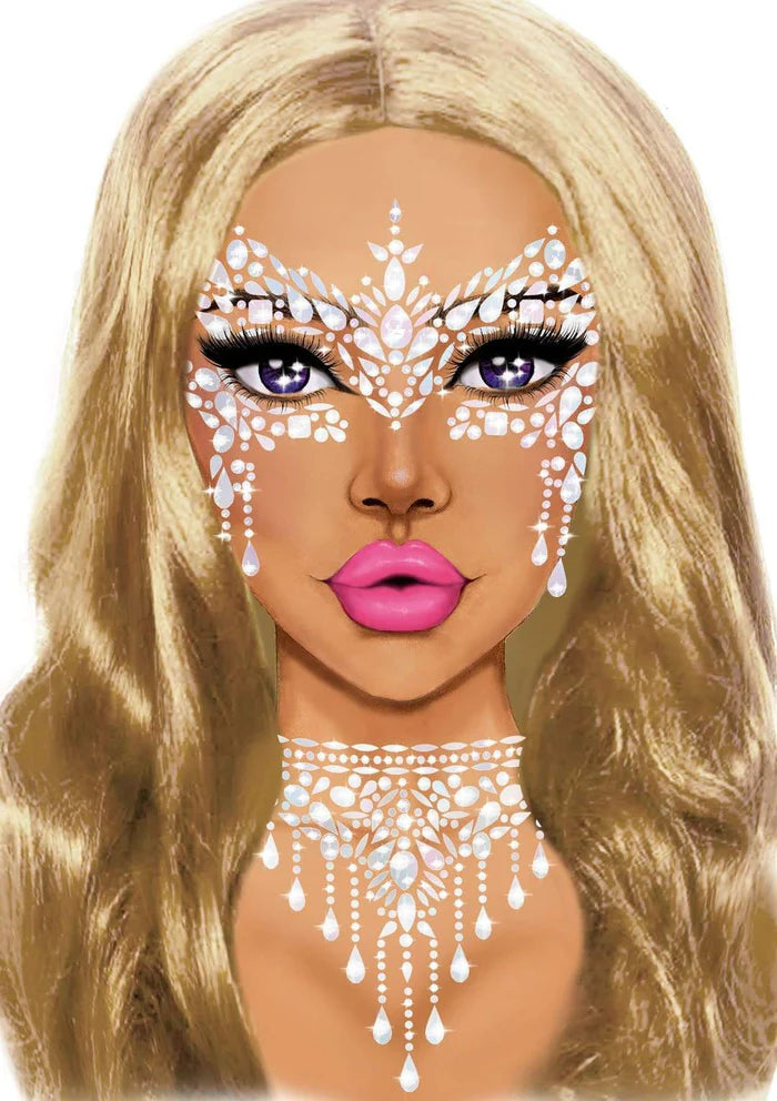 Body016 Masquerade Choker Rhinestone Stick-On Jewels Clear