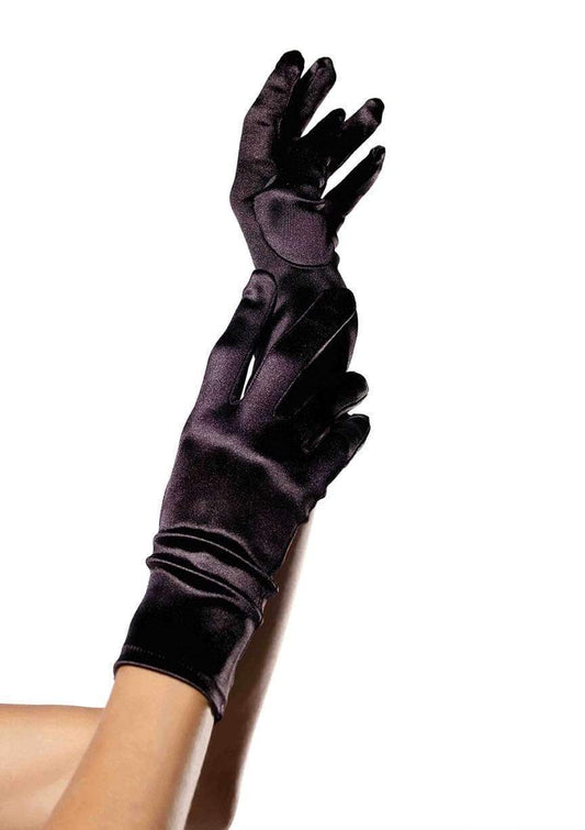 2B Satin Wrist Length Costume Gloves Black
