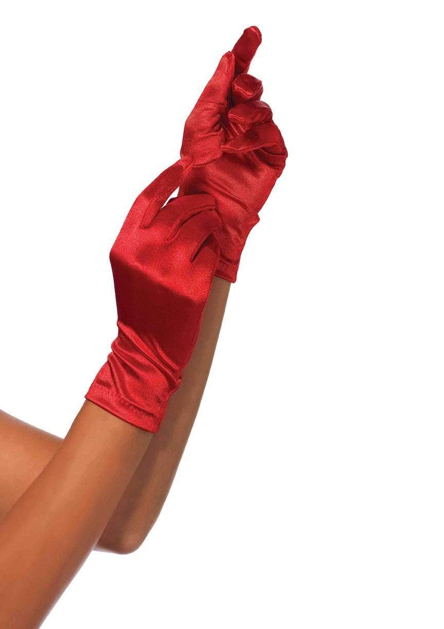 2B Satin Wrist Length Costume Gloves Red