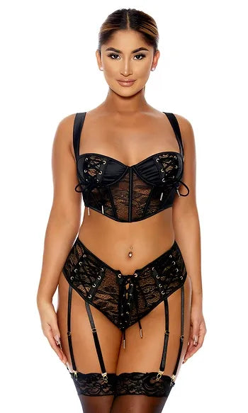 773009 Just Cinch Me Lingerie Set BLK