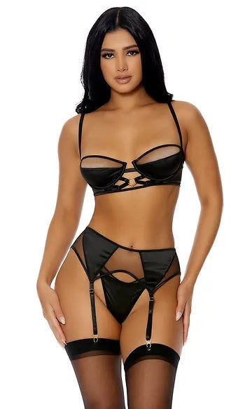 772259 Ring It On Lingerie Set BLK